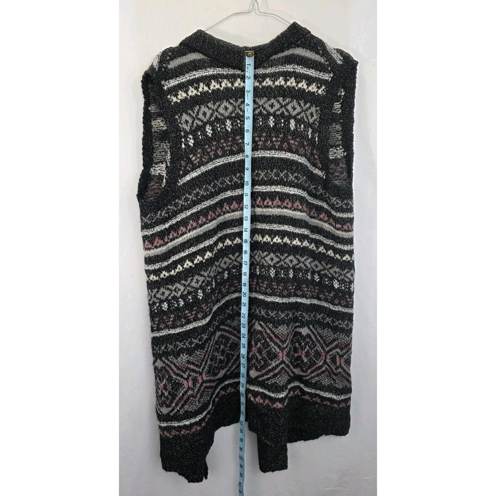 Eddie Bauer Vest Open Sweater Cardigan Sx L Aztec Southwestern Sleeveless Cozy - Picture 3 of 10